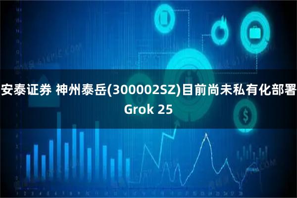 安泰证券 神州泰岳(300002SZ)目前尚未私有化部署Grok 25